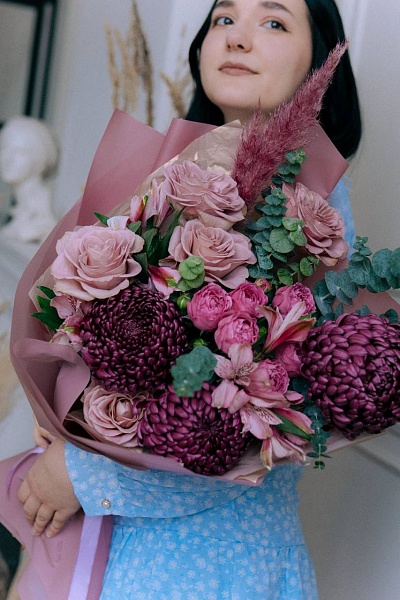 Букет с сортовой хризантемой "Для настроения" ко Дню мамы