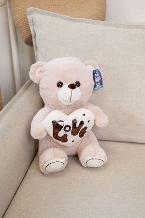 Мягкая игрушка "Медведь с сердцем 30 см, бежевый 10063548"