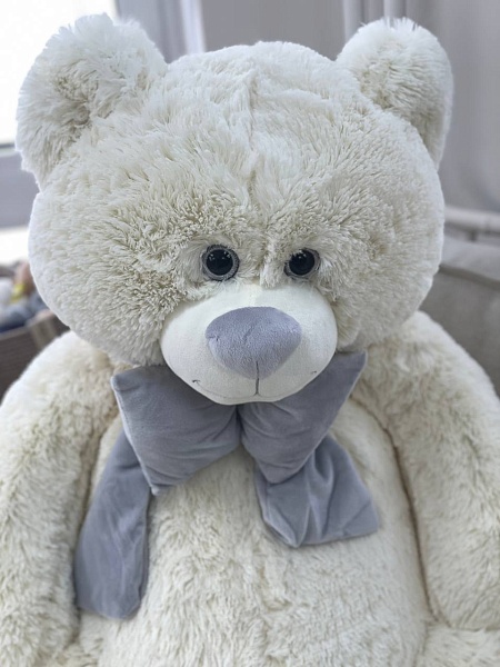 Мягкая игрушка "Медведь Пьер с бантом", латте, (130 см) 