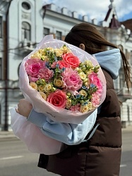 Дофаминовый букет с французскими розами 