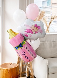 Фонтан из воздушных шаров на выписку для девочки №2