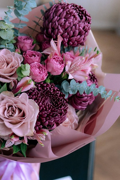 Букет с сортовой хризантемой "Для настроения" ко Дню мамы