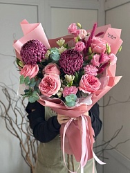 Букет с сортовой хризантемой "Фиолетовый шарм"