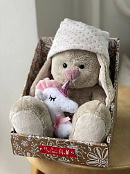 Зайка Ми с розовой подушкой-единорогом, 18 см, SidS-305
