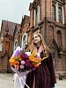 Букет с азиатской лилией и хризантемами Бигуди "Оранжевый - хит сезона"