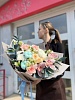 Букет с голубым хлопком "Сахарная вата"