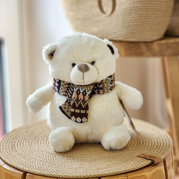 Мишка Сноу с шарфом белый 23 см MT-MRT052205-23