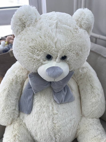 Мягкая игрушка "Медведь Пьер с бантом", латте, (130 см) 