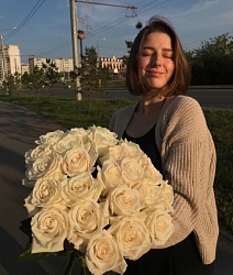 Букет из роз "Белый жемчуг"
