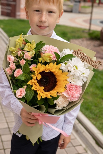 Букет с подсолнухом для Классного Руководителя