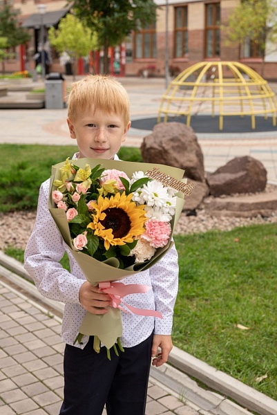 Букет с подсолнухом для Классного Руководителя