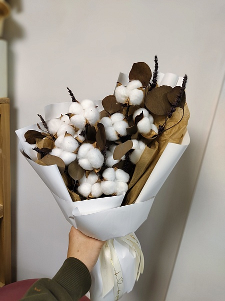 Букет из белого хлопка "Первый снег"