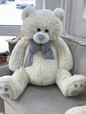 Мягкая игрушка "Медведь Пьер с бантом", латте, (130 см) 