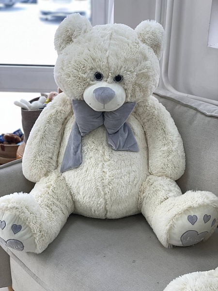 Мягкая игрушка "Медведь Пьер с бантом", латте, (130 см) 