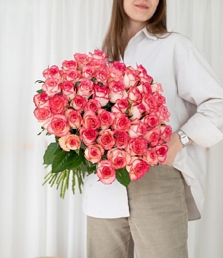 АКЦИЯ. Букет из 51 розовой Российской розы Джумилия (160₽/шт)