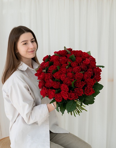 АКЦИЯ. Букет из 51 красной Российской розы Эль Торо