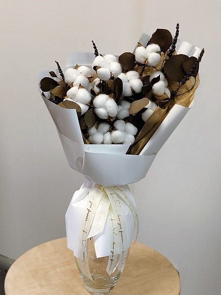 Букет из белого хлопка "Первый снег"