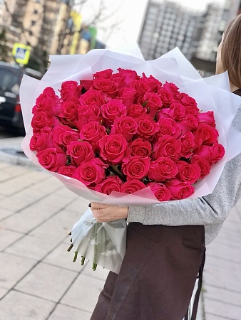 Букет из 51 розы "Малиновый джем"