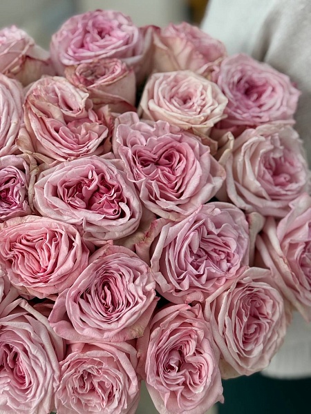 Букет из 25 пионовидных роз "Пинк охара"