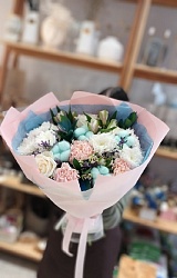 Букет с голубым хлопком "Зимний вечер"