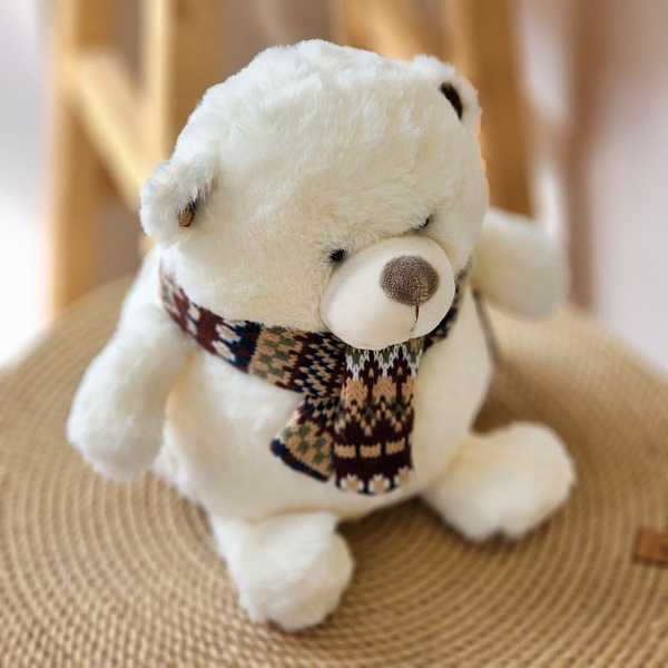 Мишка Сноу с шарфом белый 23 см MT-MRT052205-23