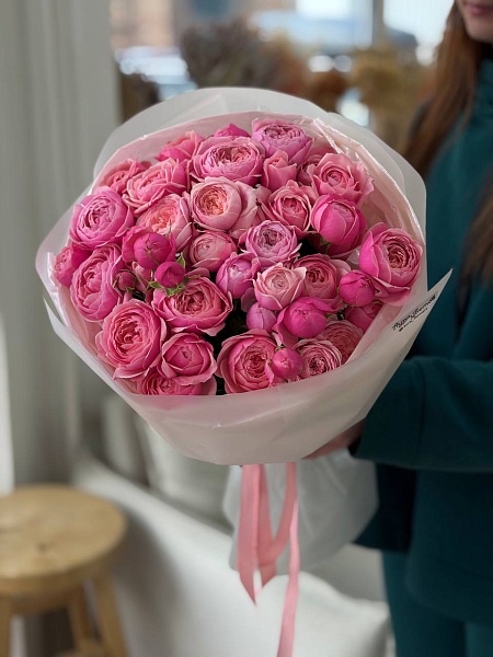 АКЦИЯ. Букет из 9 кустовых роз "Сильва Пинк"