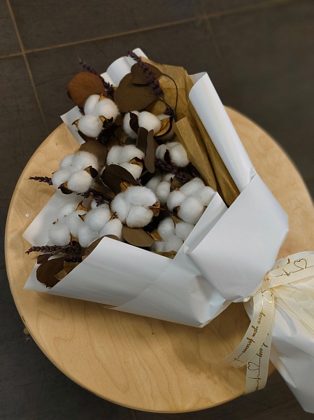 Букет из белого хлопка "Первый снег"