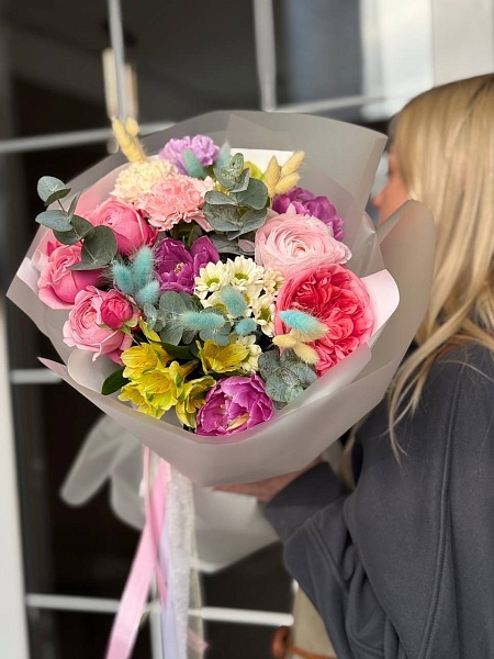 Дофаминовый букет с тюльпанами 