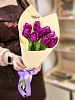 Букет из 11 классический фиолетовых тюльпанов Purple Prince