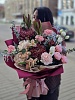 Букет с сортовыми хризантемами Бигуди "Марсала"