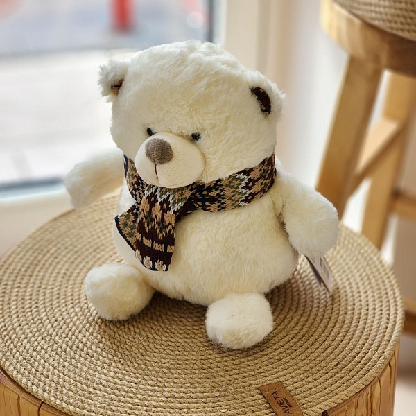 Мишка Сноу с шарфом белый 23 см MT-MRT052205-23