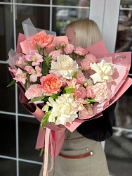 Букет с французскими розами "Крем де ля крем"