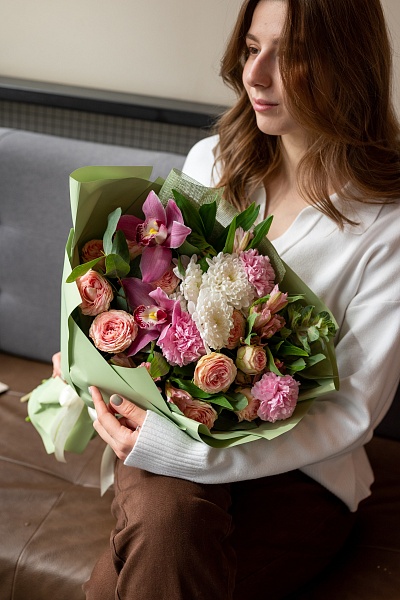 Букет с орхидеей "Таинственное очарование"